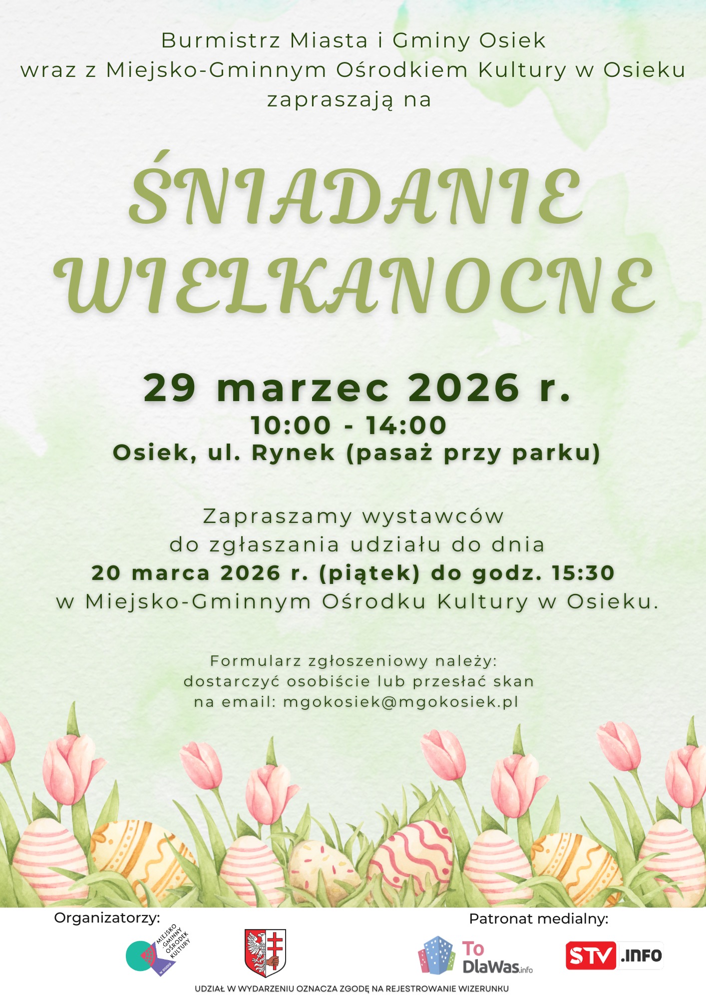 Zaproszenie na&nbsp;śniadanie wielkanocne w&nbsp;Osieku 29 marca 2026 r. 