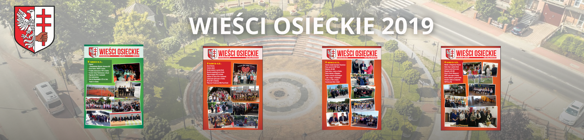 Baner przedstawiający numery gazety wieści osieckie z&nbsp;2019 roku