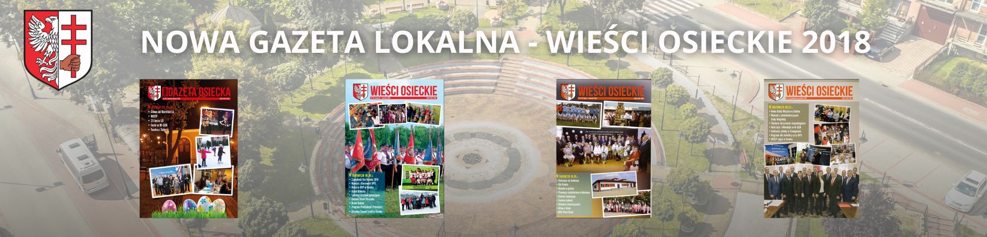 Baner prezetujący nową gazetę lokalną oraz&nbsp;wieści osieckie z&nbsp;2018 roku 